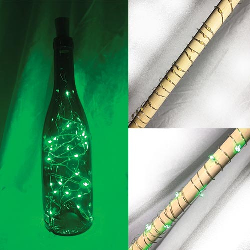 Bouchon de style liège lumineux vert- ( 20 DEL)