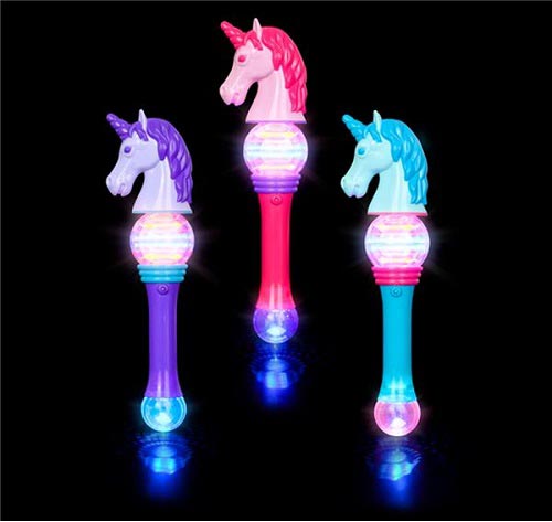 Spinning light-up unicorn wand