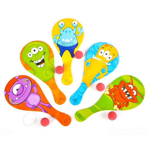 9″ MONSTER PADDLE BALL - ASSORTED - (DZ)