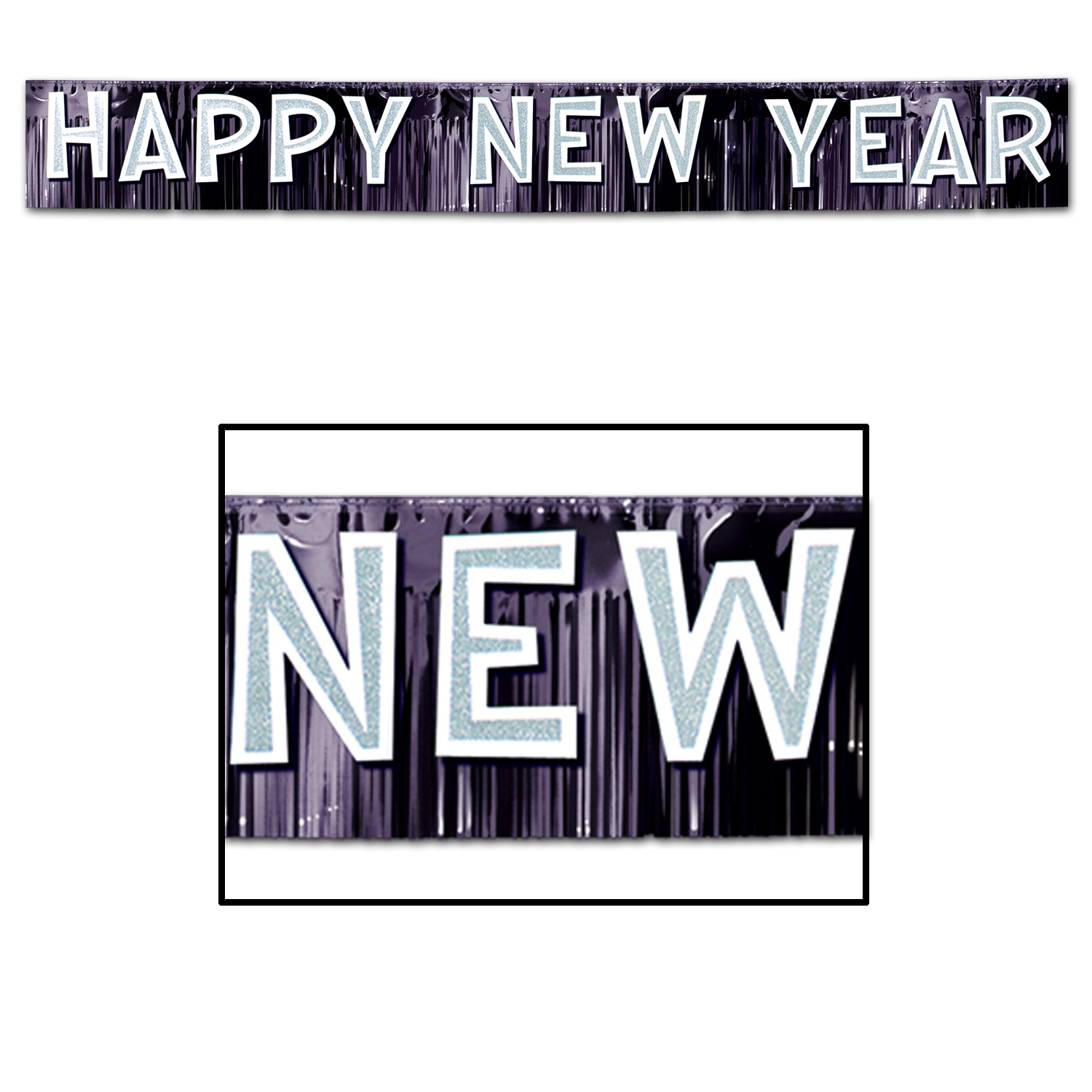 Bannières métalliques Happy New Year 10″ x 9' 6″