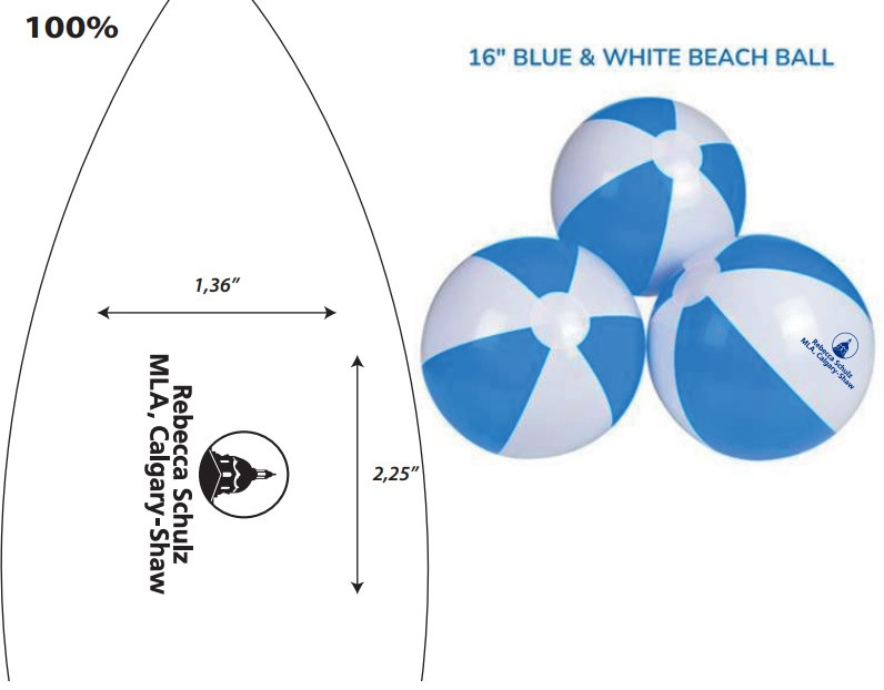 ballon de plage 16`` (bleu et blanc)