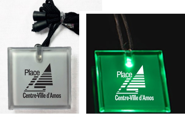 LED Square badge with lanyard
