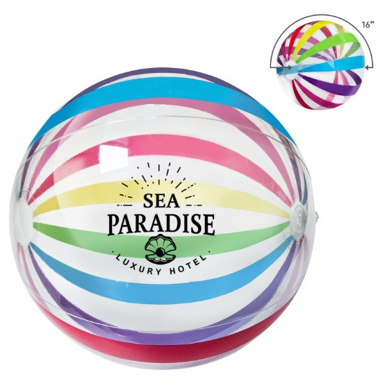 Ballon de plage rayé multicolore de 16 po