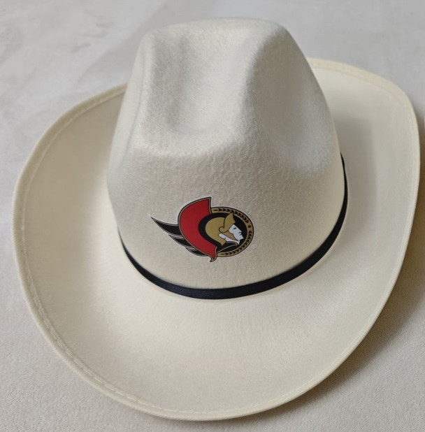 CHAPEAU DE COWBOY EN FEUTRE BEIGE AVEC BANDE NOIR